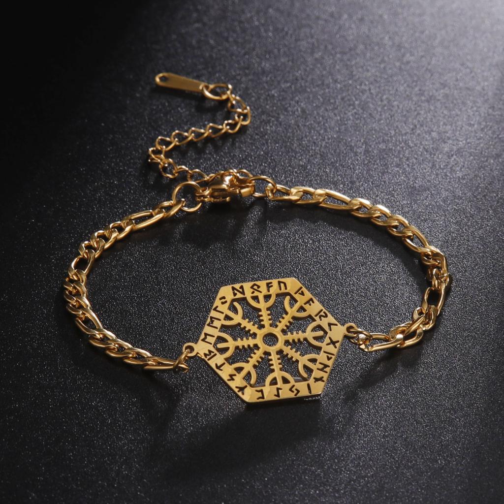 Viking Vegvisir Compass Bracelet Nordic Runes Bangle Amulet Odin Scandinavian Talisman Stainless Steel Vintage Jewelry
