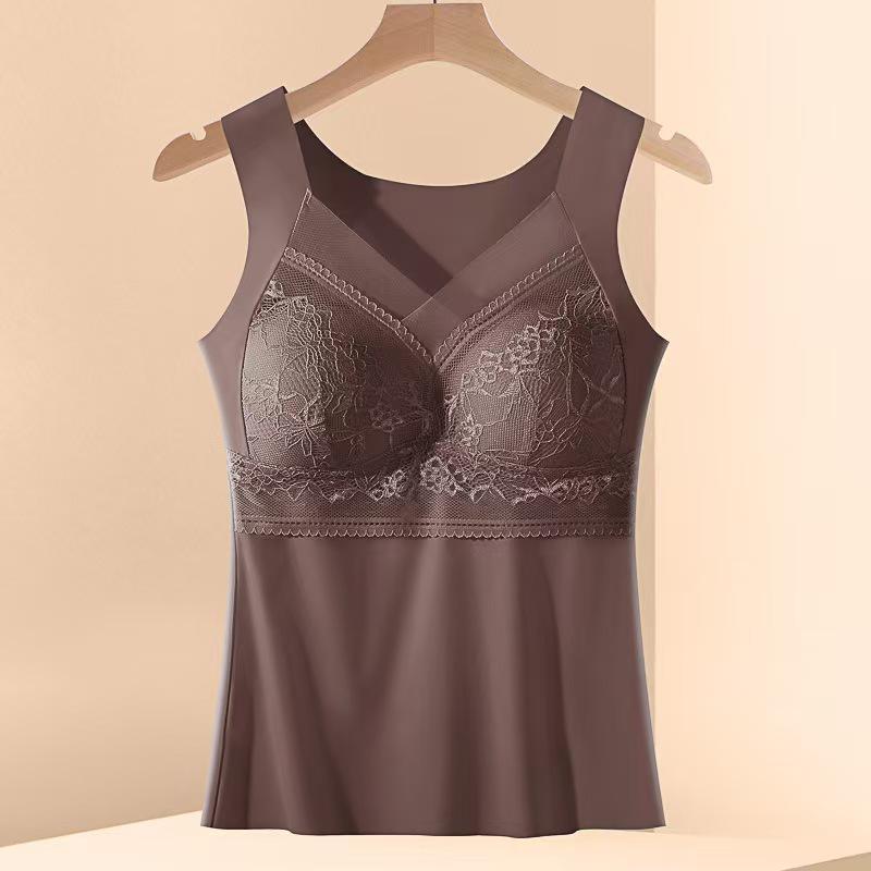 Womens Vest Slimming Lace Seamless With Integrated Cups Sexy Back Shaping Innerwear
