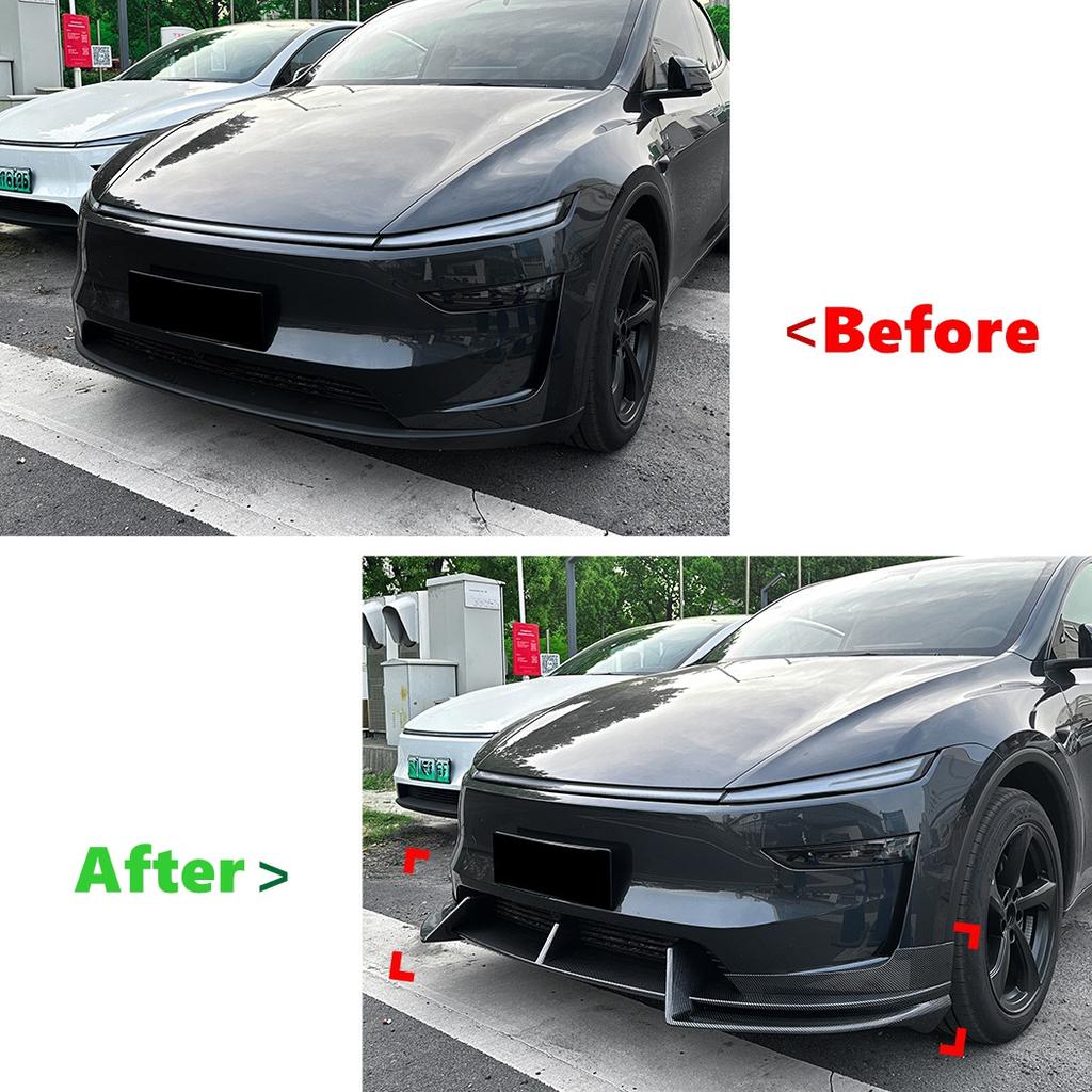 Car Front Bumper Lip Spoiler Diffuser Splitters BodyKit Aprons Cover Guard Trim For Tesla Model Y 2024 2025