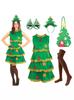 Christmas Tree Costume Adult Cute Green Elf Outfit for Holiday Cosplay Party