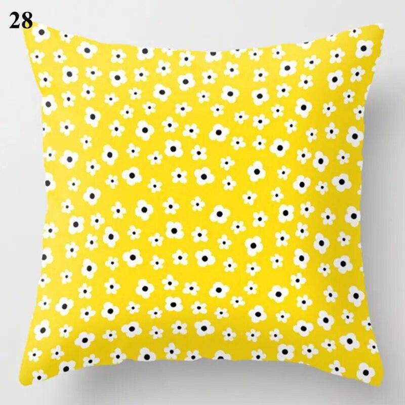 Decorative Cushion Cover Yellow Gray Floral Animal Geometric Pillow Covers Throw Pillows Polyester Single Side Print Pillowcases