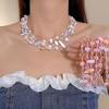 Exaggerated Bohemian Crystal Beaded Necklace - Women's Three-Layer Choker