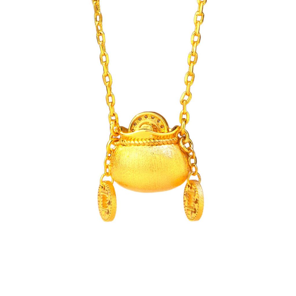 Colar Pingente de Franja Porta-Moedas Dourado Inspirado no Xiaohongshu para Mulheres - Design Leve de Luxo