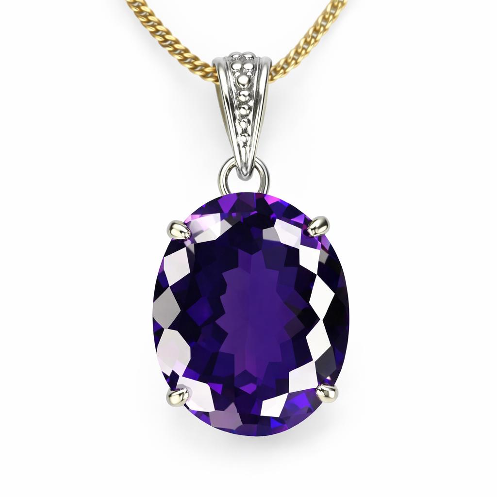 Natural Purple Sapphire Pendant 26.2 ct 925 Sterling Silver Oval September Birthday Birthstone