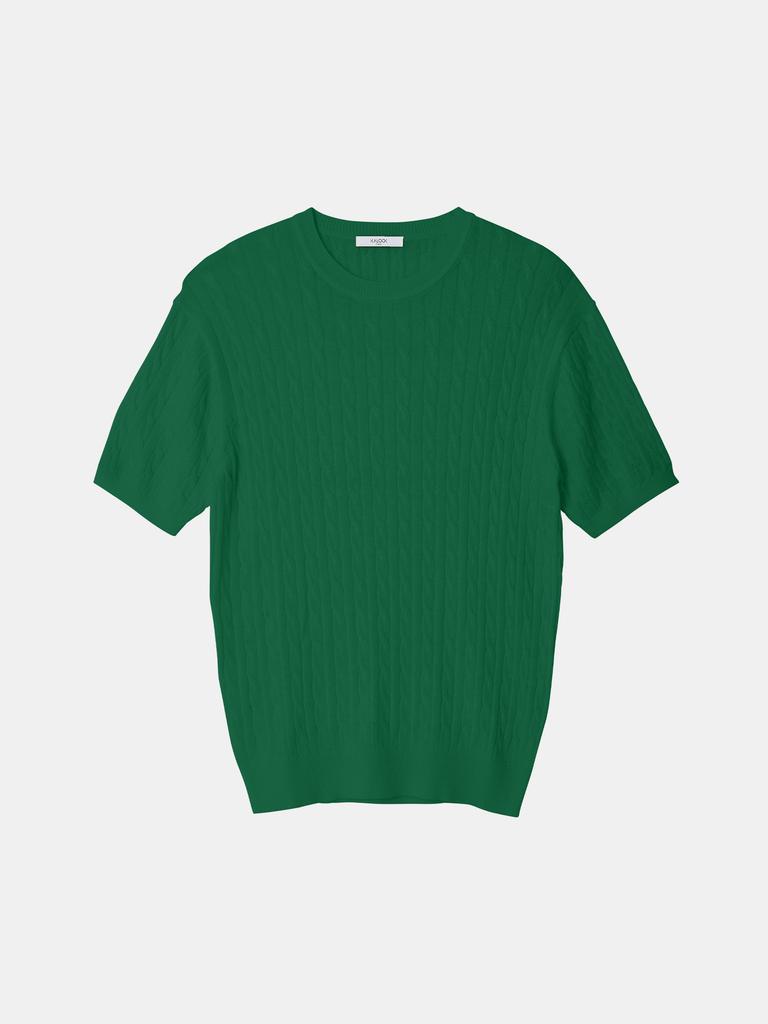 IKALOOK Multicolor Cable Round Short Sleeve Knit Tee Dd1Mmst143