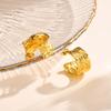 Stainless Steel C Shape Stud Earrings for Women Geometric Irregular Wrinkle Texture Large Gold Color Earrings Fashion Earring