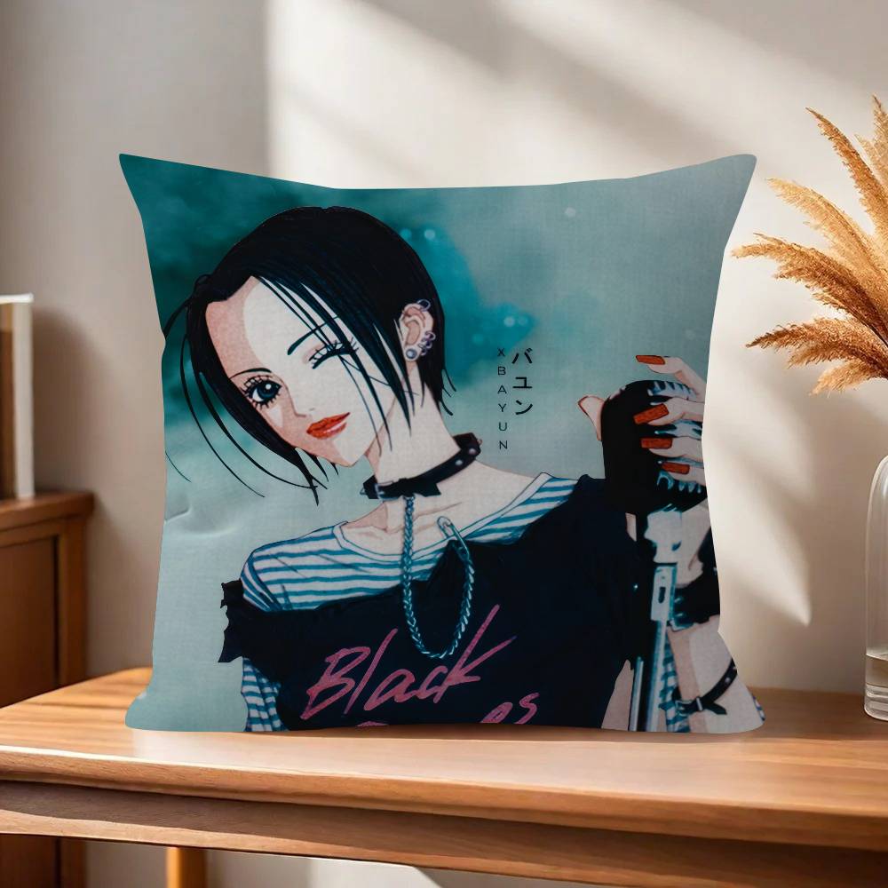 Classic Anime NANA Girl Pillow Covers Cartoon Sofa Decorative Home Doublesided Printing Short Plush Cute Cushion Cover