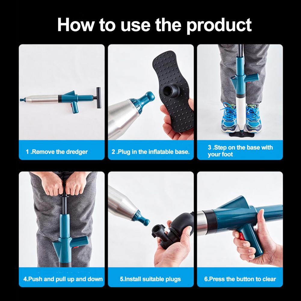 Krachtige Rioolontstopper Elektrisch Hogedruk Luchtpistolen Toilet Ontstopper Badkamer Wastafel Douche Keuken Verstopte Pijp Afvoer Ontstopper