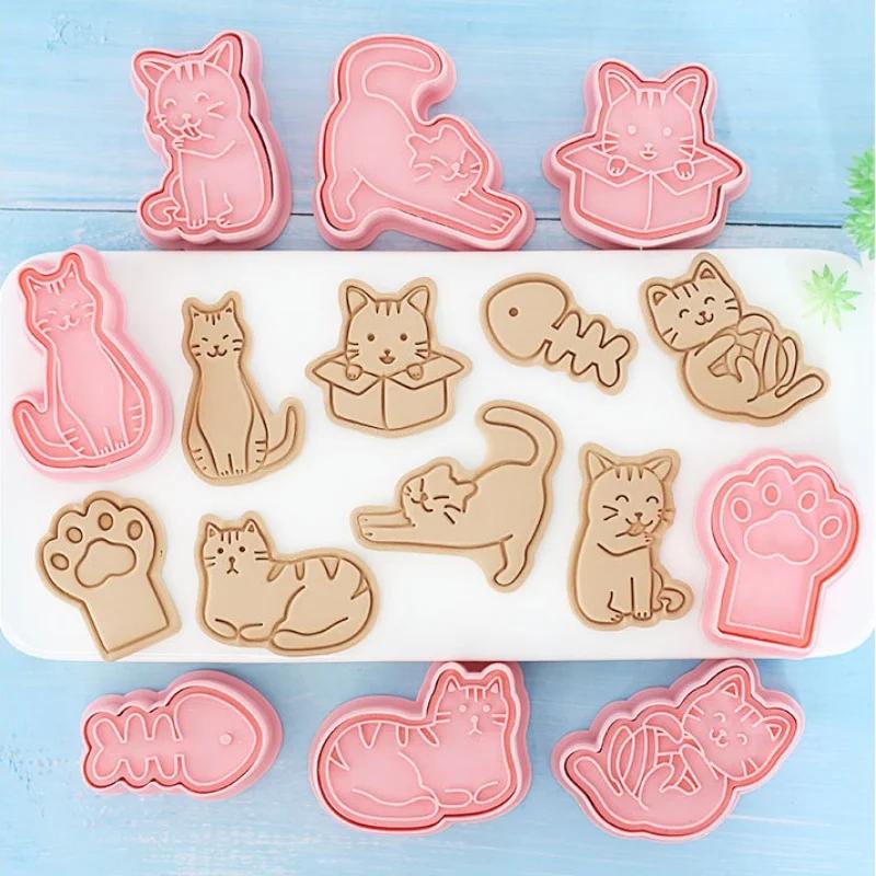 16pcs Set Animal Cookie Cutters Cat Type Stamp Embosser for Biscuit Pastry Bakeware Baking Cookies Molds Kitchen Accessories