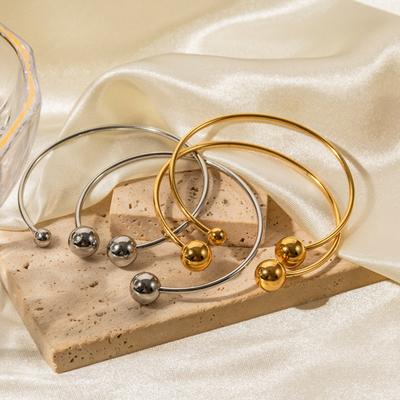 2025 Nieuwe producttrend Internetberoemdheid INS-stijl ontwerp 18k verguld roestvrij staal open bolletjesarmband groothandel
