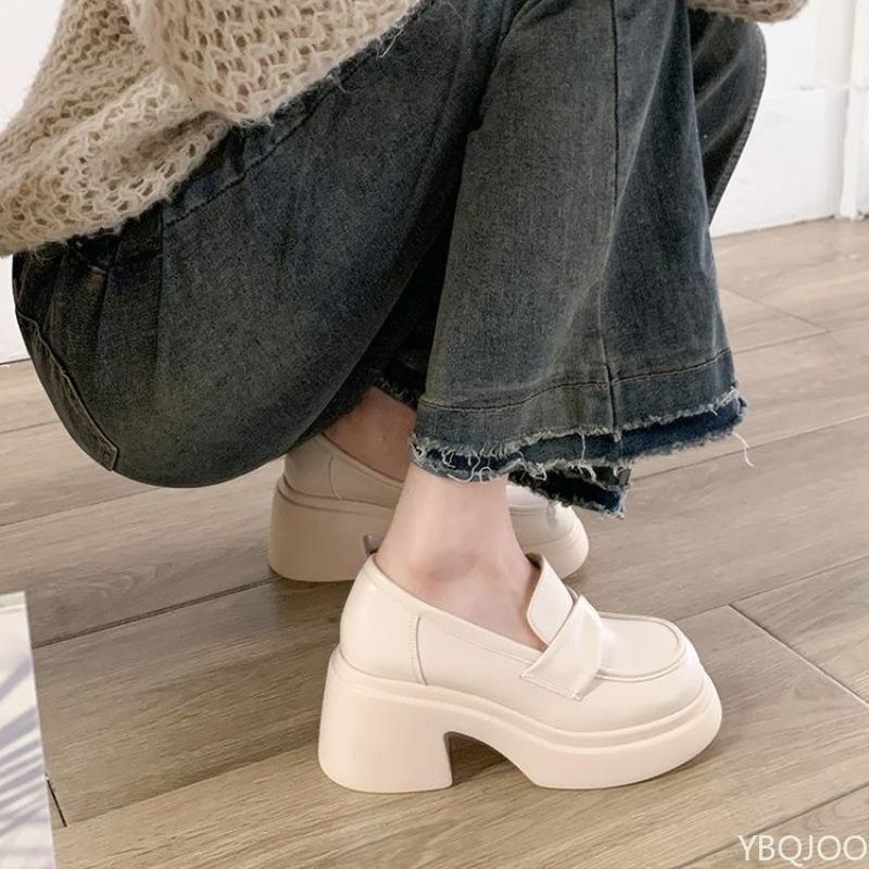 Fashion New Thick soled Fashionable Sweet Cool White Single Shoes Versatile Casual Daily Simple Women's Leather Shoes