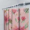 Soft Breathable Peach Floral Shower Curtain For Bathroom Decor With Green Leaves Pink Flower Fabric Waterproof Washable Bath L
