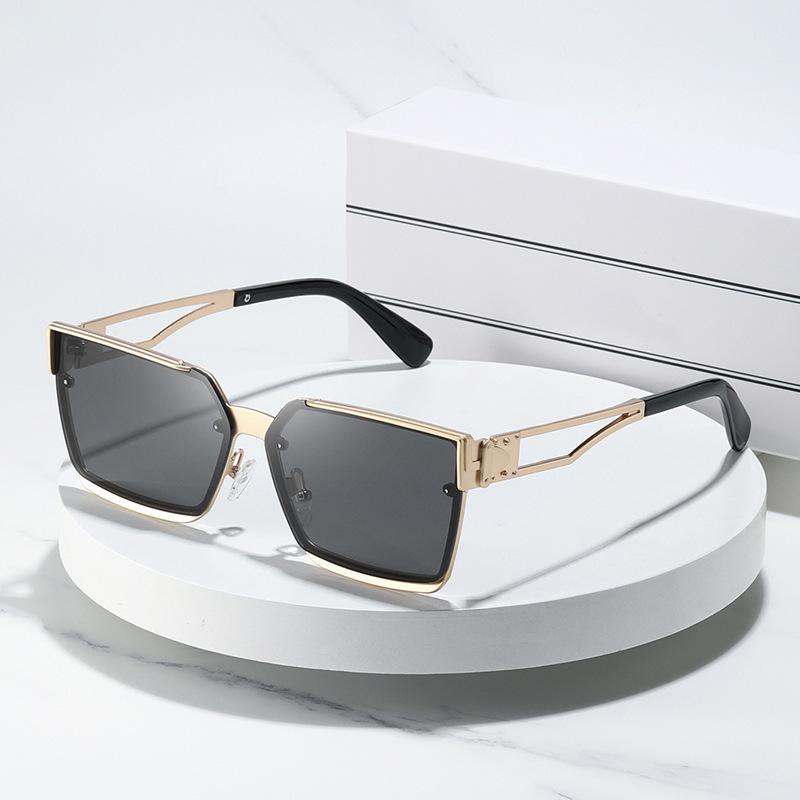 New metal sunglasses men's box high-end sense large frame European and American glasses anti-ultraviolet driving tide