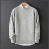 Suéter de Cachemira para Hombre Holgado y Grueso Jacquard Cuello Redondo Suéter de Punto para Hombre Otoño e Invierno Color Sólido