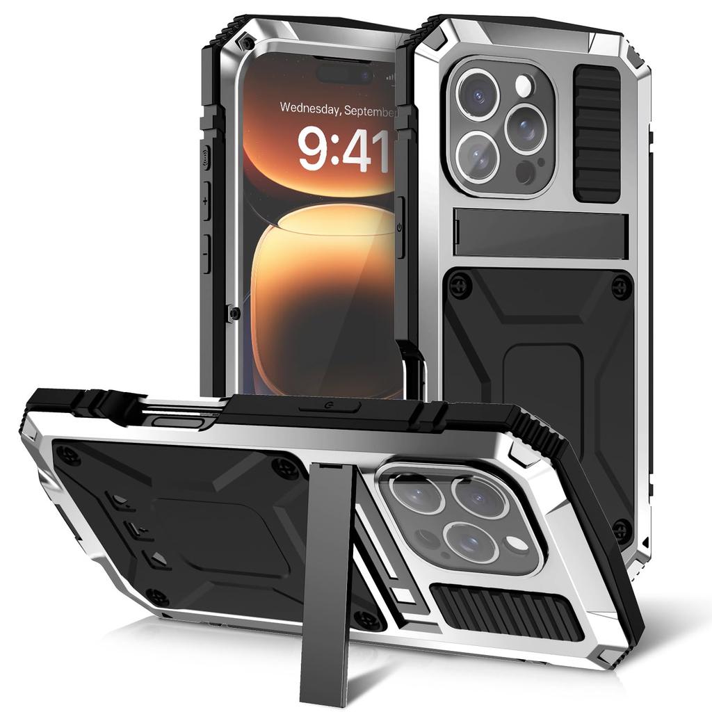 Outdoor-Abenteuer Metallhülle für iPhone 16 Pro Max 16e 16 Plus Robustes Aluminium Stoßfest mit Ständer Displayschutz