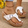 Fashion Fashion Clip Toe Wedge Sandals for Women Buckle Decor Chunky Platform Slippers Woman Summer Thick Bottom Beach Flip Flops Female