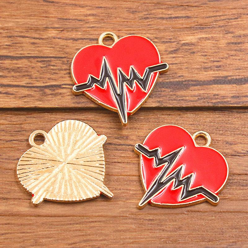10Pcs 20X21mm Love Charm ECG Pendant Pendant