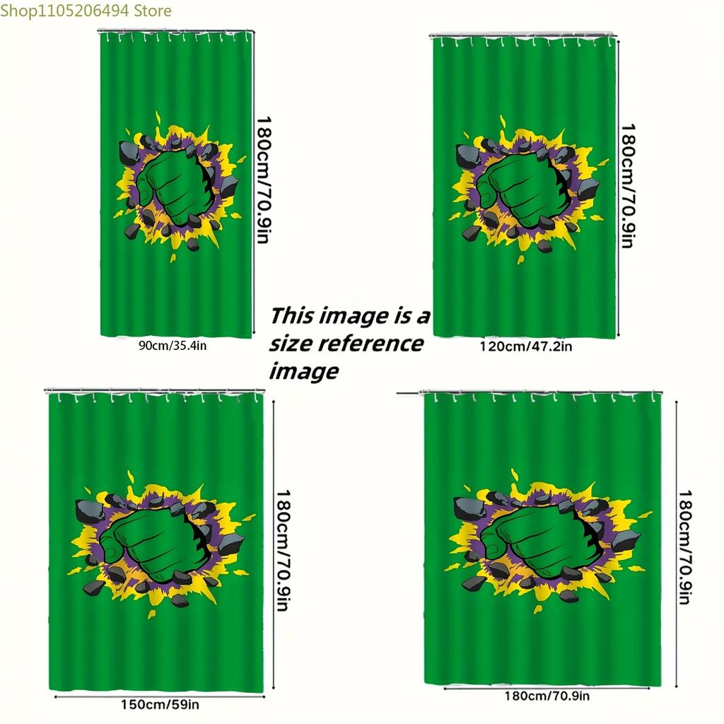 Marvel 1pc Printed Shower Curtain with Hulk Fist Design, Durable, Perfect for Cozy Home Bathrooms or Guest Bathrooms, Hallowee