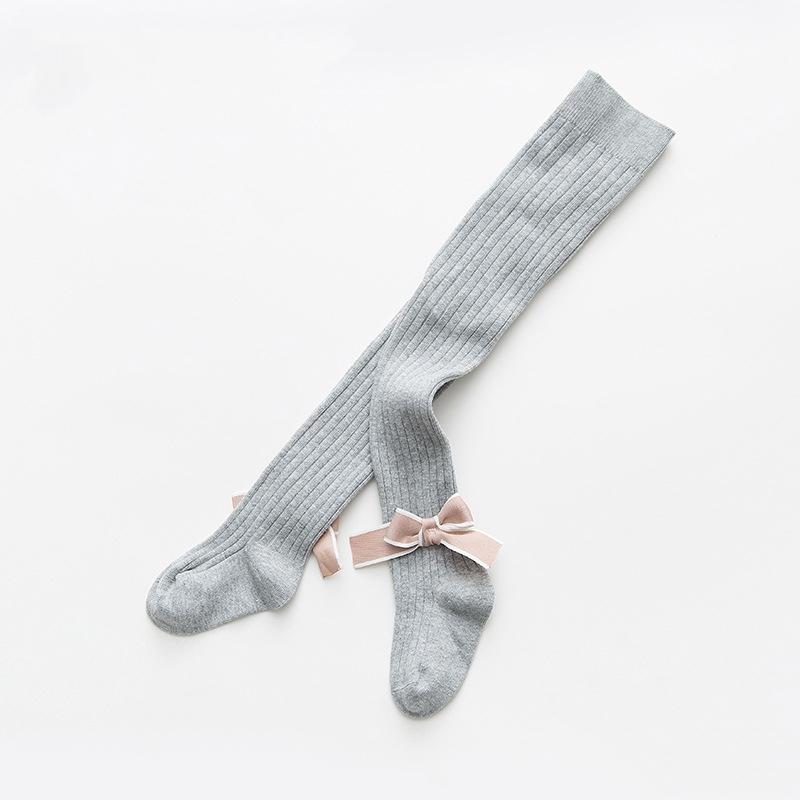 Girls Bowknot Pantyhose Fall Cotton Knit Infant Stocking Sweet Lolita Style Children Pantyhose Baby Autumn Spring Tights 1-10years