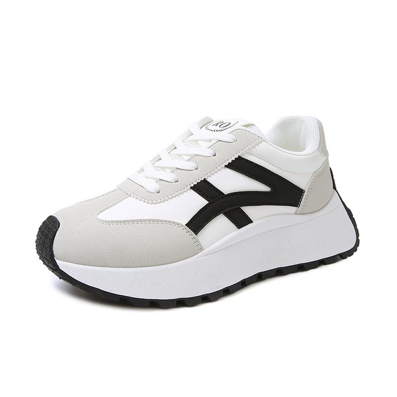 Zapatos casuales de plataforma gruesa para mujer, zapatos para caminar con cordones, antideslizantes, de cuero sintético, zapatillas de tenis cómodas para correr, zapatillas transpirables para mujer