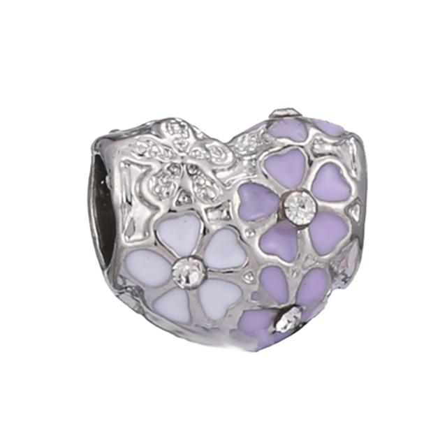 4pcs Sale Romantic Style Enamel Love Heart Charms Beads Fit Original Bracelets Necklaces For Women Girlfriend Jewelry Making