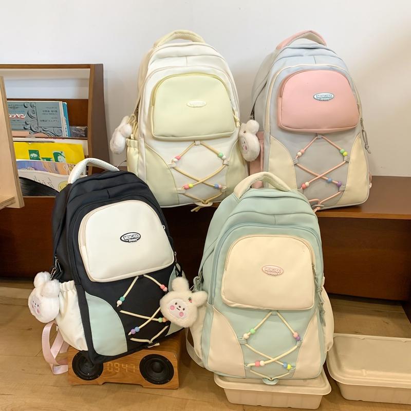 Женская школьная сумка с цветными блоками — фото 8