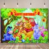Winnie The Pooh Backdrop Kids Birthday Decoration Background Bear Friend Tiger Vinyl Polyester Photography Decor Props