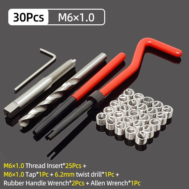 Kit de herramientas de reparación de hilos, 15/20/30 Uds., M5/6/8 para restaurar hilos dañados, llave inglesa, broca helicoidal, herramientas de reparación de automóviles, palanca