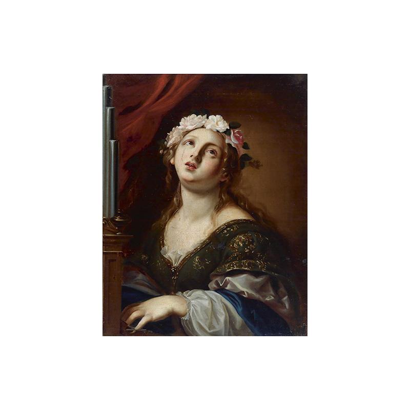 Catholic Patron Saint of Musicians Retro Canvas Painting Posters Print Religious Art Woman Pictures Room Home Wall Decor Cuadros