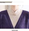 2025 Autumn/Winter New Arrival: Loose Long Sleeve Knit Sweater for Middle-Aged and Elderly Women - Simple, Comfortable Fake Two-Piece Style