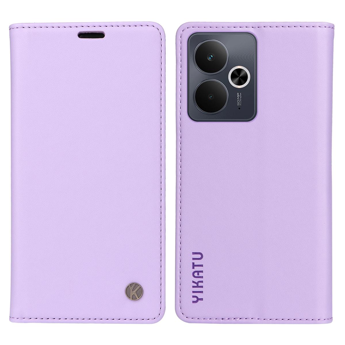 

For Realme 14 5G/Realme 14T 5G Phone Cases YIKATU Magnetic Closure PU Leather Mobile Cover - Light Purple C