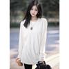 Basic White T-shirt Women's Pure Cotton Top Winter Long-sleeved German Velvet Warm Bottoming Shirt