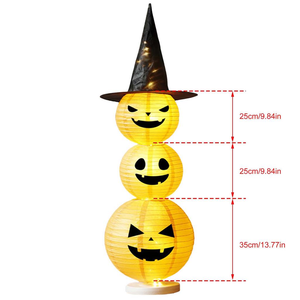 Halloween Decorative Pumpkin Paper Lantern W/ Witch Hat Halloween Pumpkin Light Jack-O-Lantern Pumpkin Light for Parties Outdoor