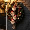 Wall Fireplace Decoration Santa Claus Wooden Hanging Ornament, Rustic Christmas Tree Decor with Indoor Outdoor Festive Jute String, Farmhouse Holiday