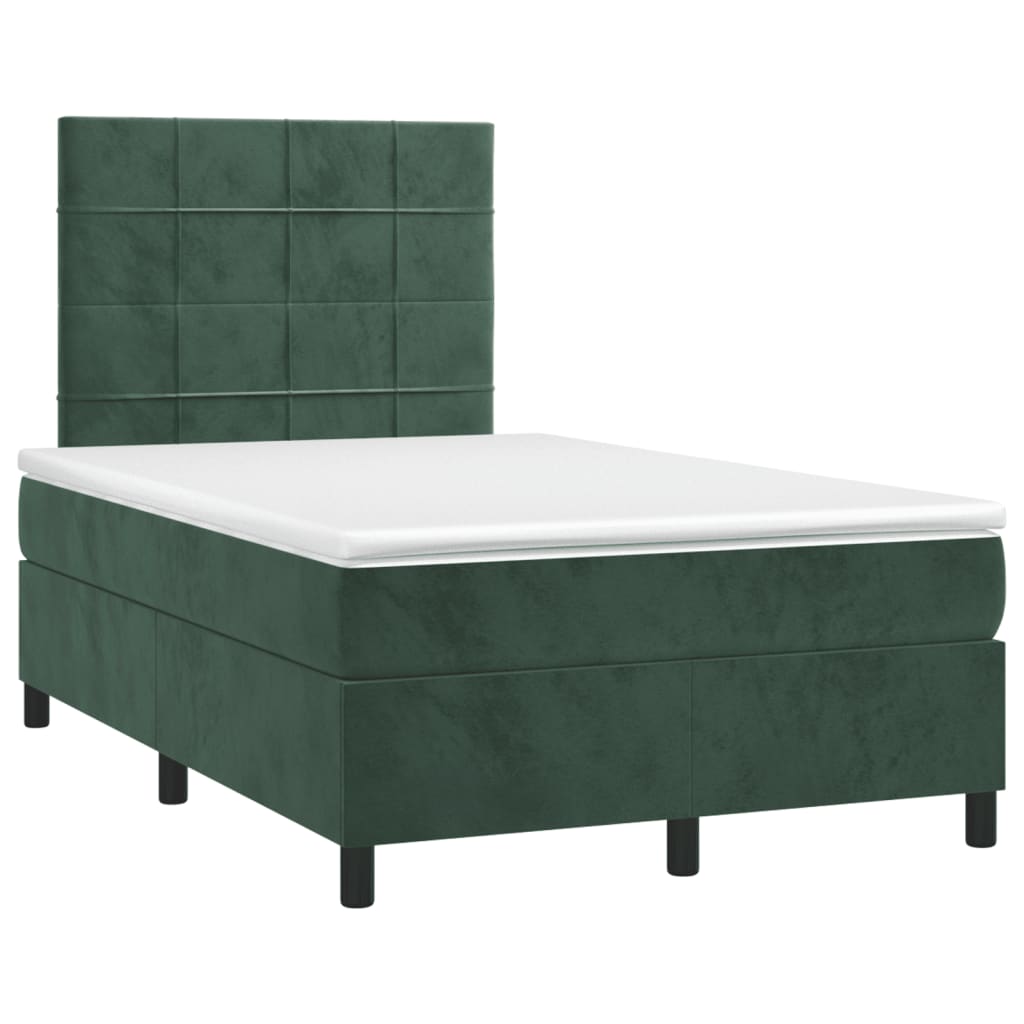 Box Spring Bed with Mattress Dark Green 120 x 190 cm Velvet