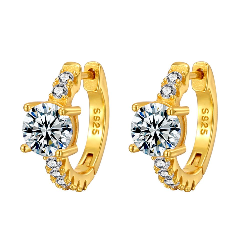 1CT Luxury Texture Ear Buckles S925 Silver Moissanite Earrings Elegant Temperament Women Jewelry Ideal Birthday Present