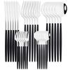 30Pcs Black Gold Cutlery Set Knife Fork Spoon Dinnerware Set Stainless Steel Cake Fork Teaspoon Tableware Party Kitchen Flatware