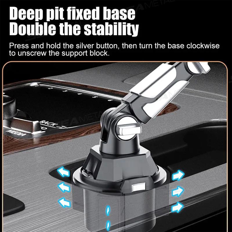 SEAMETAL Car Phone Mount On Cup Holder 6.5-9.5CM Adjustable Base Tablet/Phone Holder 360-Degree Flexible Rotation Phone Stand