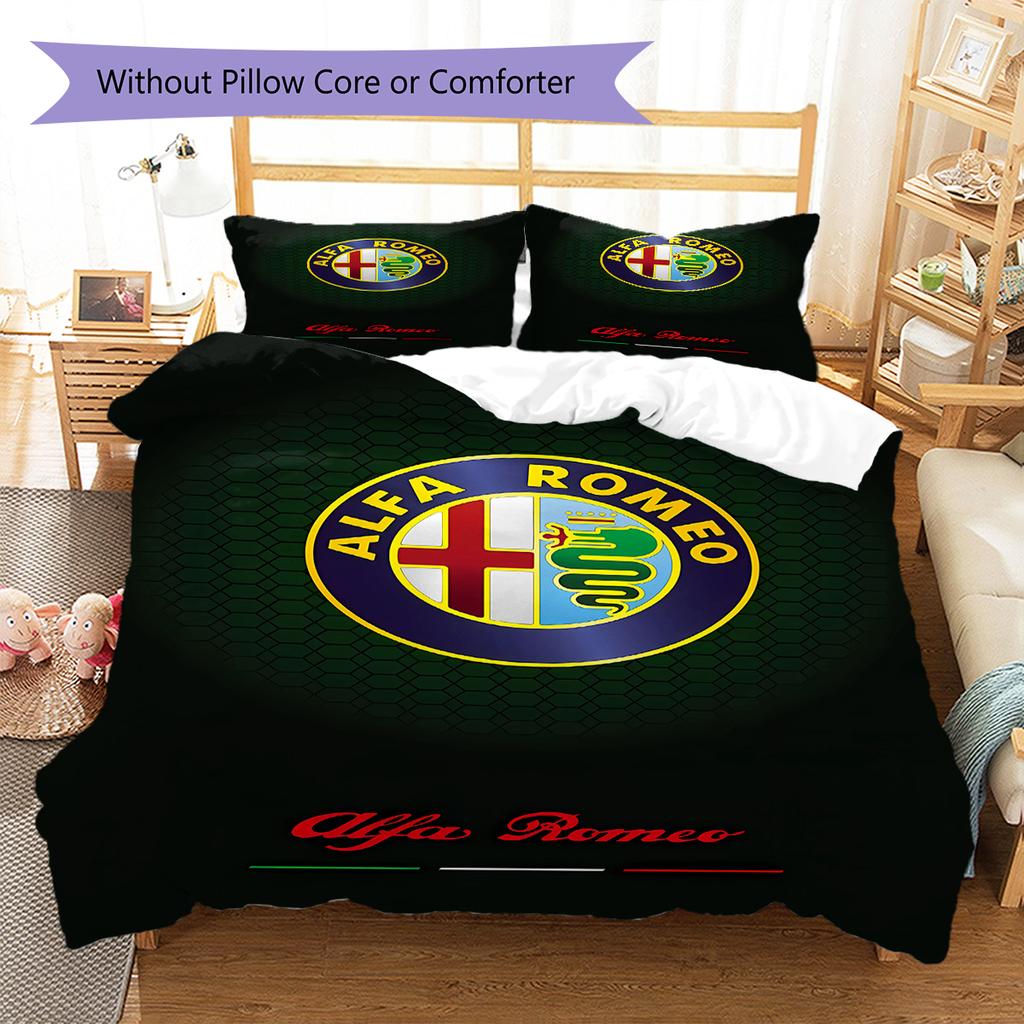 Alpha Romeo Pattern Bedding,Quilt Set Quilt Cover Pillowcase Home Birthday Gift (1 * duvet cover + 2 * pillowcase, without core)