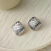 New Fashion Creative Stainless Steel 18K Gold Plated Square Stud Earrings Women Retro Spiral Striped Earrings Party Jewelry