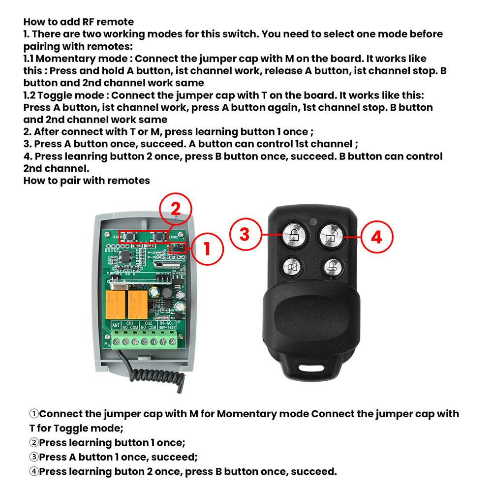 Universal Smart Tuya Wifi Receiver AC/DC 7-32V AC85-250V Garage Door Remote Control Opener Controller 433mhz 433.92mhz