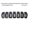 7PCS Grille Covers ABS Painted Glossy Black Replacement for Jeep Cherokee 2014 2018