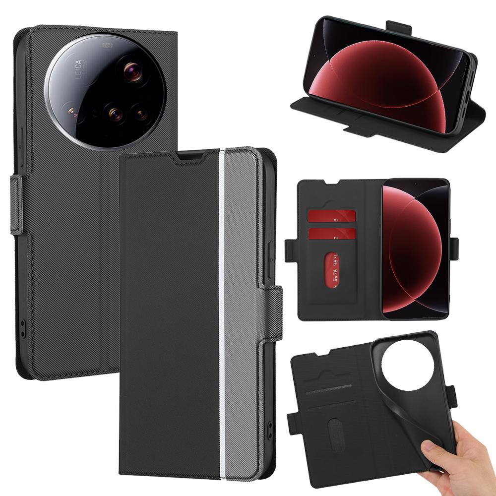 For Xiaomi 15 Ultra Case Card Holder Twill Texture Leather Phone Cover