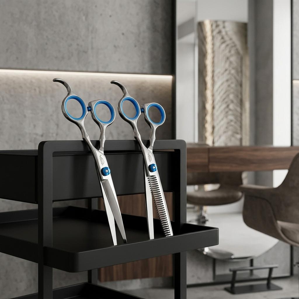 Cheetah Hairdressing Set of Thinning Scissors and Right-Handed Hair Cutting Scissors for Salon