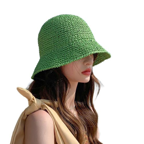 

Женская шляпа от солнца, однотонная, устойчивая к ультрафиолетовому излучению, шляпа рыбака, дышащая, плетеная, складная, соломенная шляпа, кепка для защиты от солнца на открытом воздухе зелёный