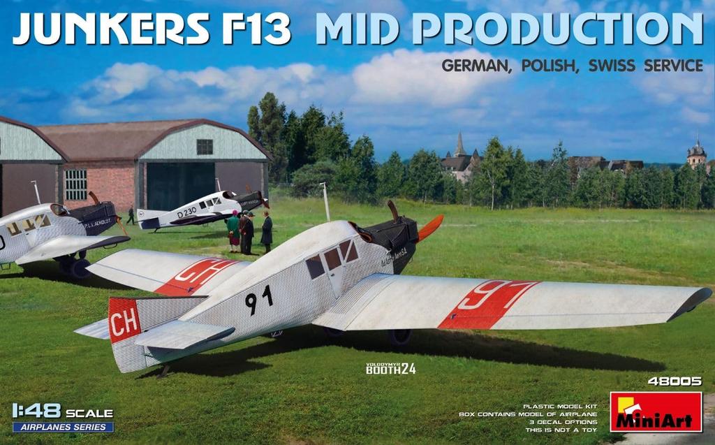 Miniart Junkers F13 Switzerland Plastic Model Kit MA48005 1/48 Mid-Production Germany, Poland, (Airplane)
