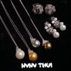 Jewelry, Vintage Real Hemp Pearl Crown Gemstone Necklace, Banquet Haute Couture Flower Sparkling Pearl Earrings Set