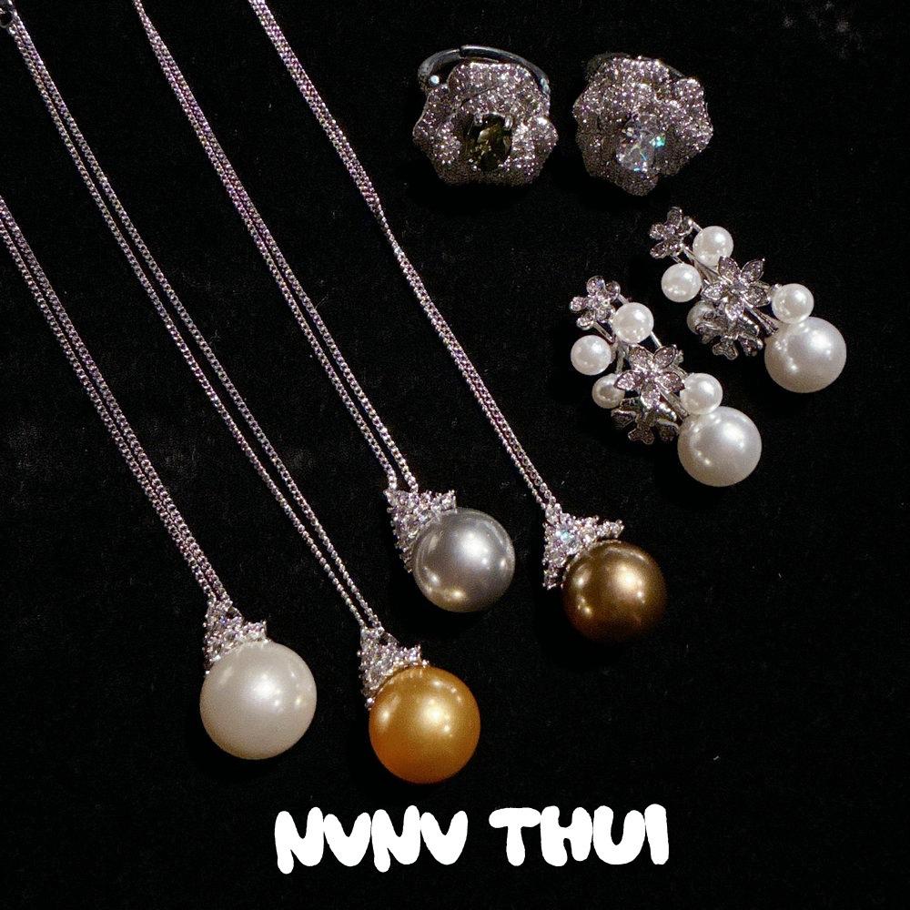 Jewelry, Vintage Real Hemp Pearl Crown Gemstone Necklace, Banquet Haute Couture Flower Sparkling Pearl Earrings Set