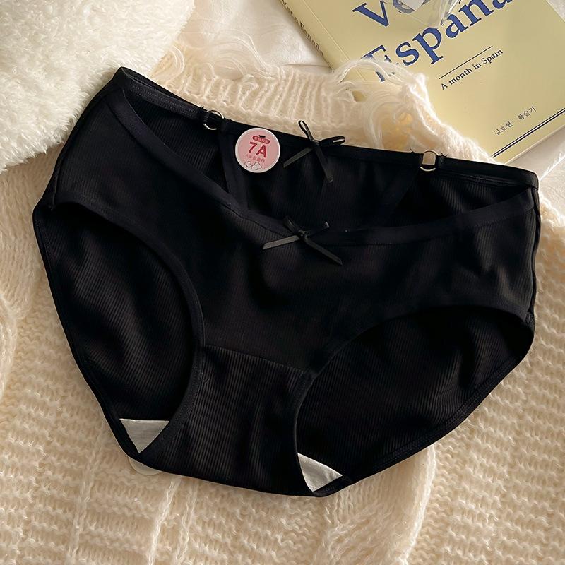 Pure Cotton Fake Two Threaded Panties Antibacterial Mid Waist Pure Desire Seamless Breathable Women's Triangle Panties