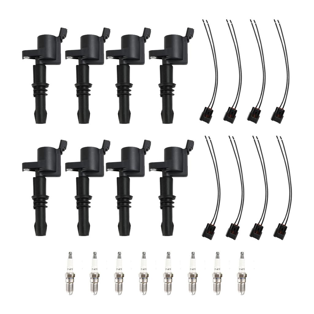 8X lgnition Coil +Spark Plug+Connector FD508  DG511 For Ford F150 5.4L 2004-2010